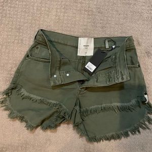 One Teaspoon olive cut off shorts